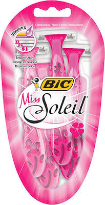 Bic Miss Soleil Disposable Razors with 3 Blades & Lubricating Tape 4pcs