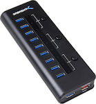 Sabrent USB 3.0 Hub 10 Θυρών με σύνδεση USB-A & Θύρα Φόρτισης (HB-B7C3)