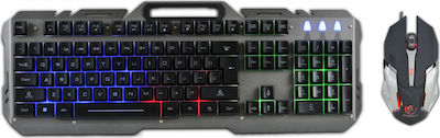 Rebeltec Interceptor Gaming Keyboard Set with RGB lighting & Mouse (English US) Gray