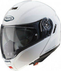 Caberg Levo Flip-Up Helmet with Sun Visor ECE 22.05 1600gr A5 White Metal CAB000KRA480