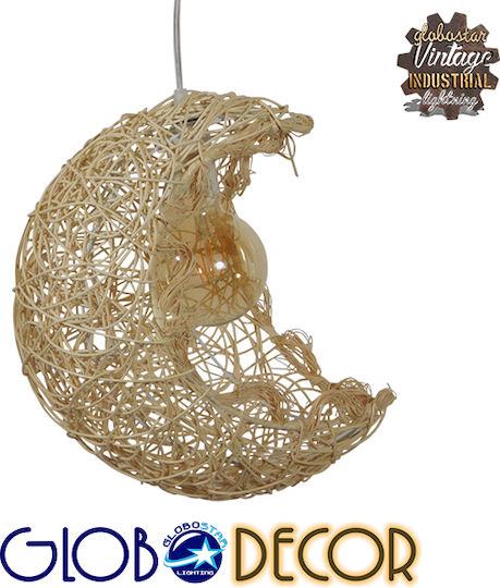 GloboStar Crescent Κρεμαστό Φωτιστικό Μπεζ Καμπάνα με Ντουί E27 30x20x35εκ.