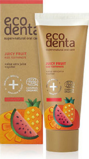 Ecodenta Cosmos Organic Juicy Fruit Children's Toothpaste with Bubblegum Flavor Fluoride-Free 75ml