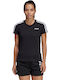 Essential 3-Stripes Slim Damen T-Shirt Schwarz