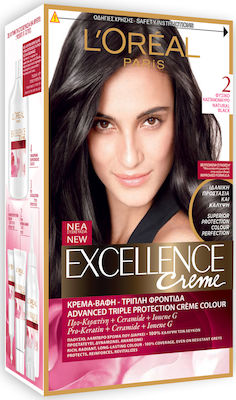 L'Oreal Paris Excellence Cream Colour Set Hair Dye 2 Natural Brown-Black 48ml