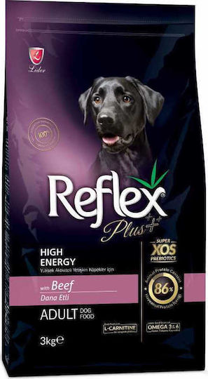 Reflex Plus High Energy 3kg Dry Food for Adult Medium & Large Breed Dogs with Meat
