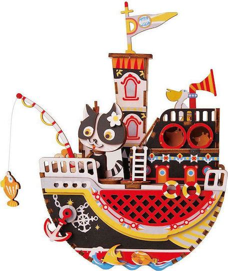 Robotime Wooden Construction Toy Diy Music Box Fishing Kitty Kid 8++ years