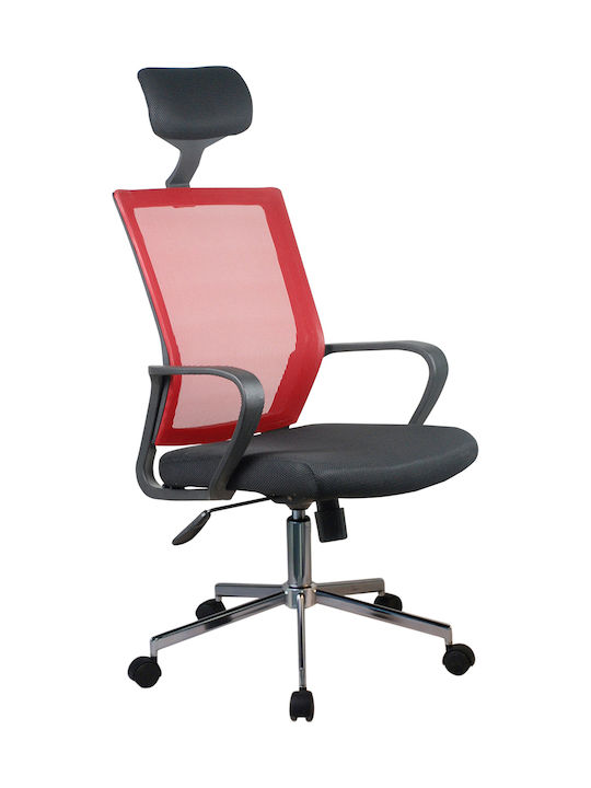 Καρέκλα Γραφείου με Μπράτσα Φοίβη Black-Red ArteLibre