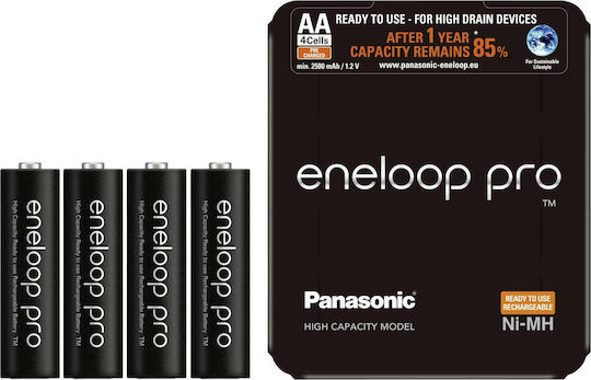 Panasonic Eneloop Pro Storage Case Rechargeable Battery AA Ni-MH 2500mAh 1.2V 4pcs