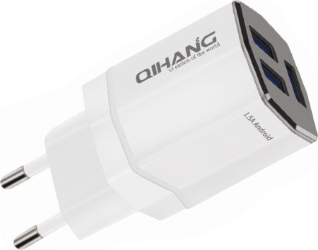 QIHANG Φορτιστής Χωρίς Καλώδιο με 3 Θύρες USB-A Λευκός (QH-C3410)