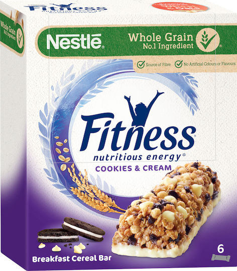 Nestle Fitness Energy Cereal Bar Nuts Oat With Cookies & Cream 6x23.5gr