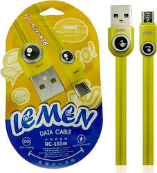 Remax Lemen RC-101m Равен USB 2.0 Микро USB Кабел 1м Жълт Remax Lemen RC-101m Равен USB 2.0 Микро USB Кабел 1м Жълт