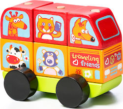 Cubika Stacking Toy Bus Funny Animals made of Wood for 12++ Months