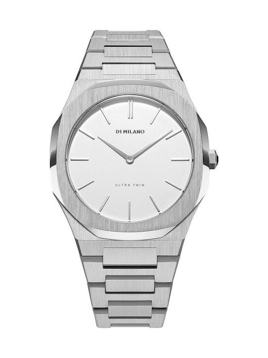 D1 Milano Ultra Thin Uhr Batterie mit Silber Metallarmband