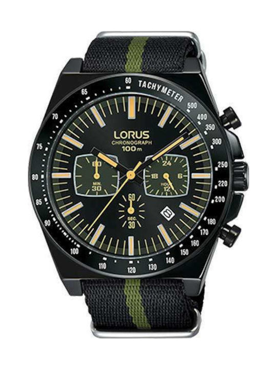 Lorus Retro Nato Battery Chronograph Watch with Fabric Strap Black