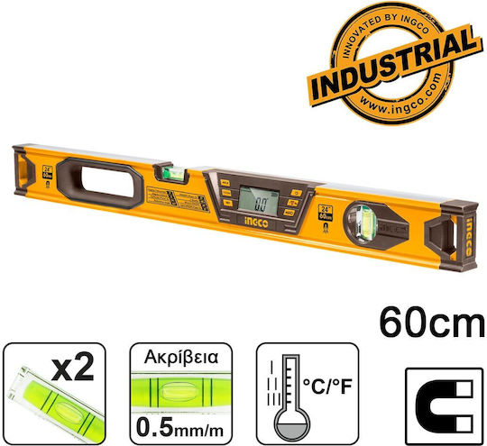 Ingco HSL08060D Nivel de spirit Din aluminiu Niveluri Magnetic 60buc cu 2 Ochiuri