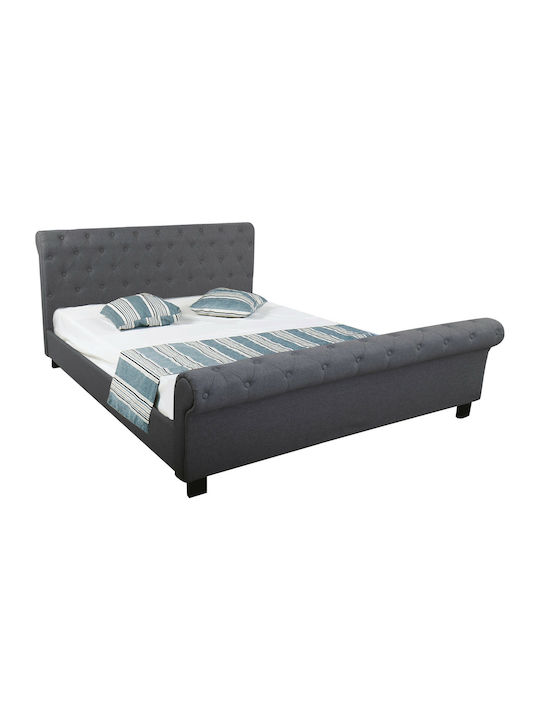 Harmony Κρεβάτι Υπέρδιπλο Επενδυμένο με Ύφασμα Γκρι με Τάβλες για Στρώμα 160x200cm