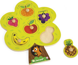 Wooden Kids Peg Puzzle Fruit Tree 6pcs Janod