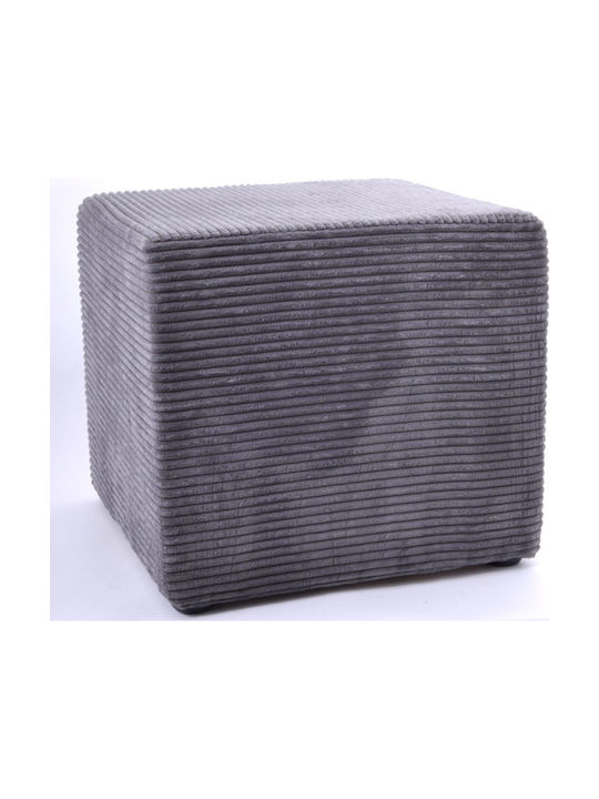 Stool For Living Room Upholstered with Fabric Grey 47x47x42cm