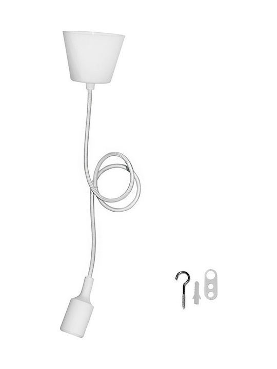 Adeleq Μοντέρνο Κρεμαστό Φωτιστικό Ανάρτηση με Ντουί E27 σε Λευκό Χρώμα