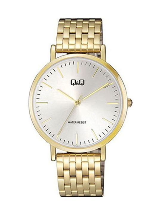 Q&Q Watch Battery with Gold Metal Bracelet QA20J011Y