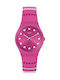 Swatch Watch with Fuchsia Rubber Strap