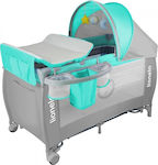 Lionelo Sven Plus Playpen 2 Levels with Changing Table & Mattress Turquoise 125x65cm