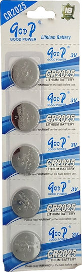 Goop Batterien Lithium für Uhren CR2025 3V 5Stück