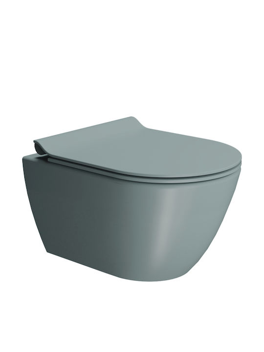 GSI Pura Swirl Flush Wall-Mounted Toilet that Includes Slim Soft Close Cover Ghiaccio