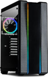Inter-Tech S-3901 Impulse Jocuri Turnul Midi Cutie de calculator cu fereastră laterală și iluminare RGB Negru