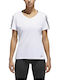 Adidas Running 3-Stripes Women's Athletic T-shirt Fast Drying with V Neckline White