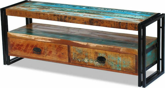 Stand TV Din Metal Și Lemn Masiv Multicolor L120xA35xÎ45cm