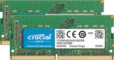 Crucial 16GB DDR4 RAM με 2 Modules (2x8GB) και Ταχύτητα 2400 για Laptop