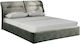 Valiant Κρεβάτι Υπέρδιπλο Επενδυμένο με Ύφασμα Γκρι με Αποθηκευτικό Χώρο & Τάβλες 160x200cm