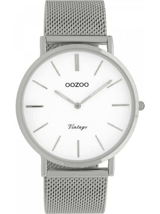 Oozoo Vintage Men's Watch 40mm Battery with Silver Metal Bracelet