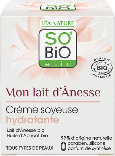 So'Bio Etic Donkey's Milk Silky Moisturizer Light 24h Cream Face Day 50ml