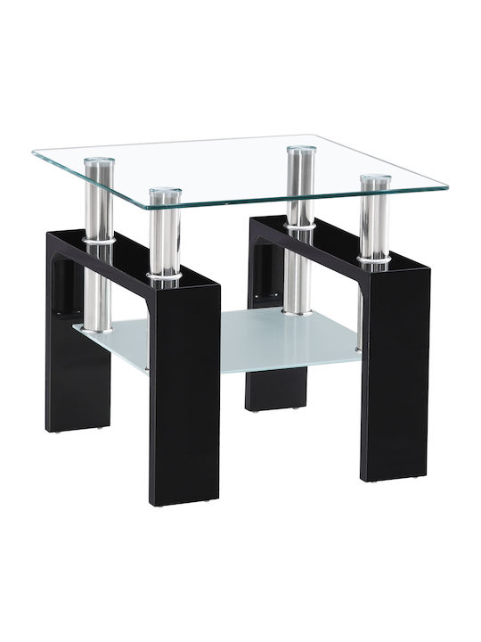 Lars Square Glass Side Table Black L50xW50xH45cm