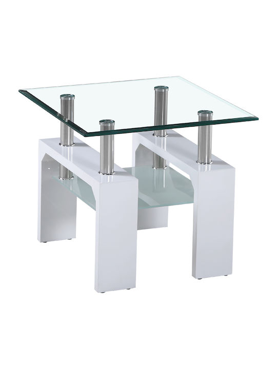 Lars Square Glass Side Table White L50xW50xH45cm