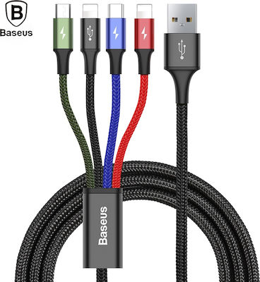 Baseus Rapid Series Braided USB to Lightning / Type-C / micro USB Cable 3.5A Πολύχρωμο 1.2m (CA1T4-A01)