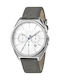 Esprit Slice Ανδρικό Ρολόι 42mm Χρονογράφος Μπαταρίας με Γκρι Δερμάτινο Λουράκι