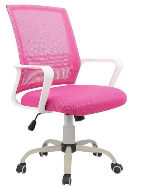 A1600-W Reclining Office Chair with Fixed Arms White/Pink Zita Plus