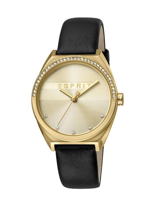 Esprit Uhr mit Schwarz Lederarmband ES1L057L0025