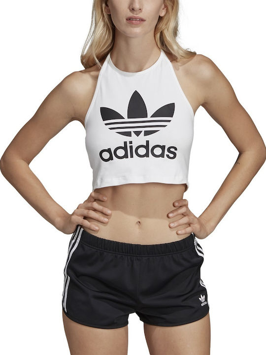 Adidas Trefoil Αμάνικη Καλοκαιρινή Γυναικεία Μπλούζα Λευκή