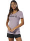 Reebok Scoop Neck Tee Damen Sportlich T-shirt Lila