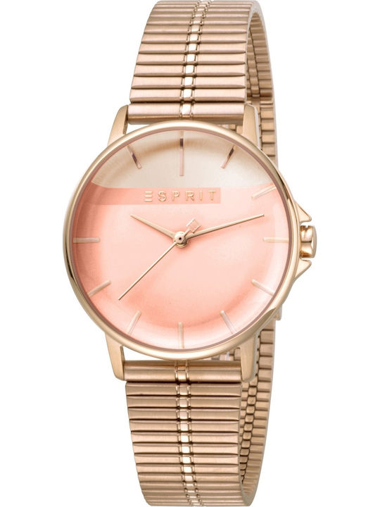 Esprit Γυναικείο Ρολόι 32mm Μπαταρίας με Ροζ Χρυσό Μεταλλικό Μπρασελέ