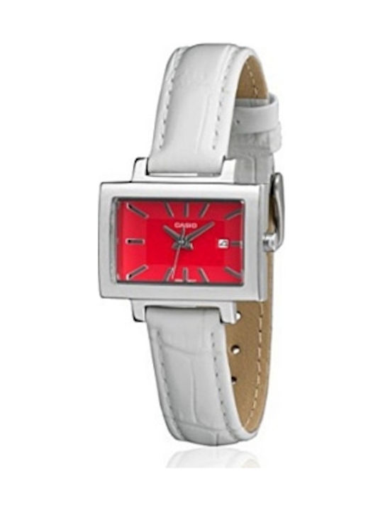 Casio Watch with White Leather Strap LTP-1332L-7