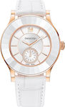 Swarovski Octea Watch with White Leather Strap