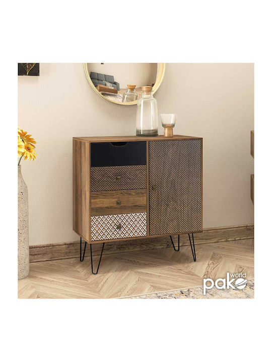 Sideboard Boho Wooden with Drawers Brown 79.5x39.5x86cm