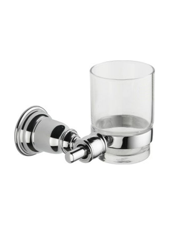 Ravenna Retro Glass Cup Holder Wall Mounted Silver