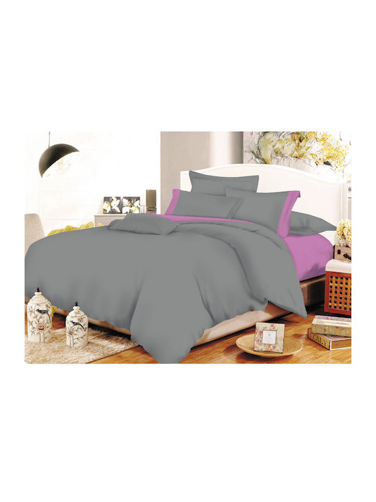 Le Blanc Sheet Sets Double 200x240cm. Cotton Line Grey-Lilac 4pcs