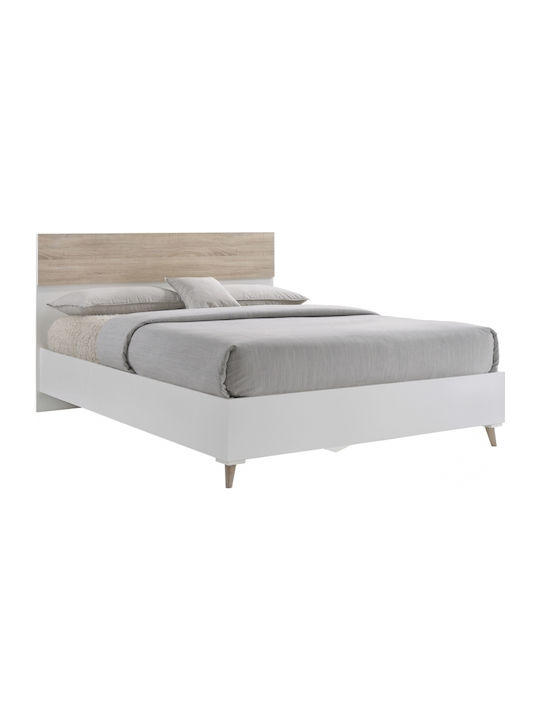 Alida Κρεβάτι Υπέρδιπλο Ξύλινο Λευκό για Στρώμα 160x200cm